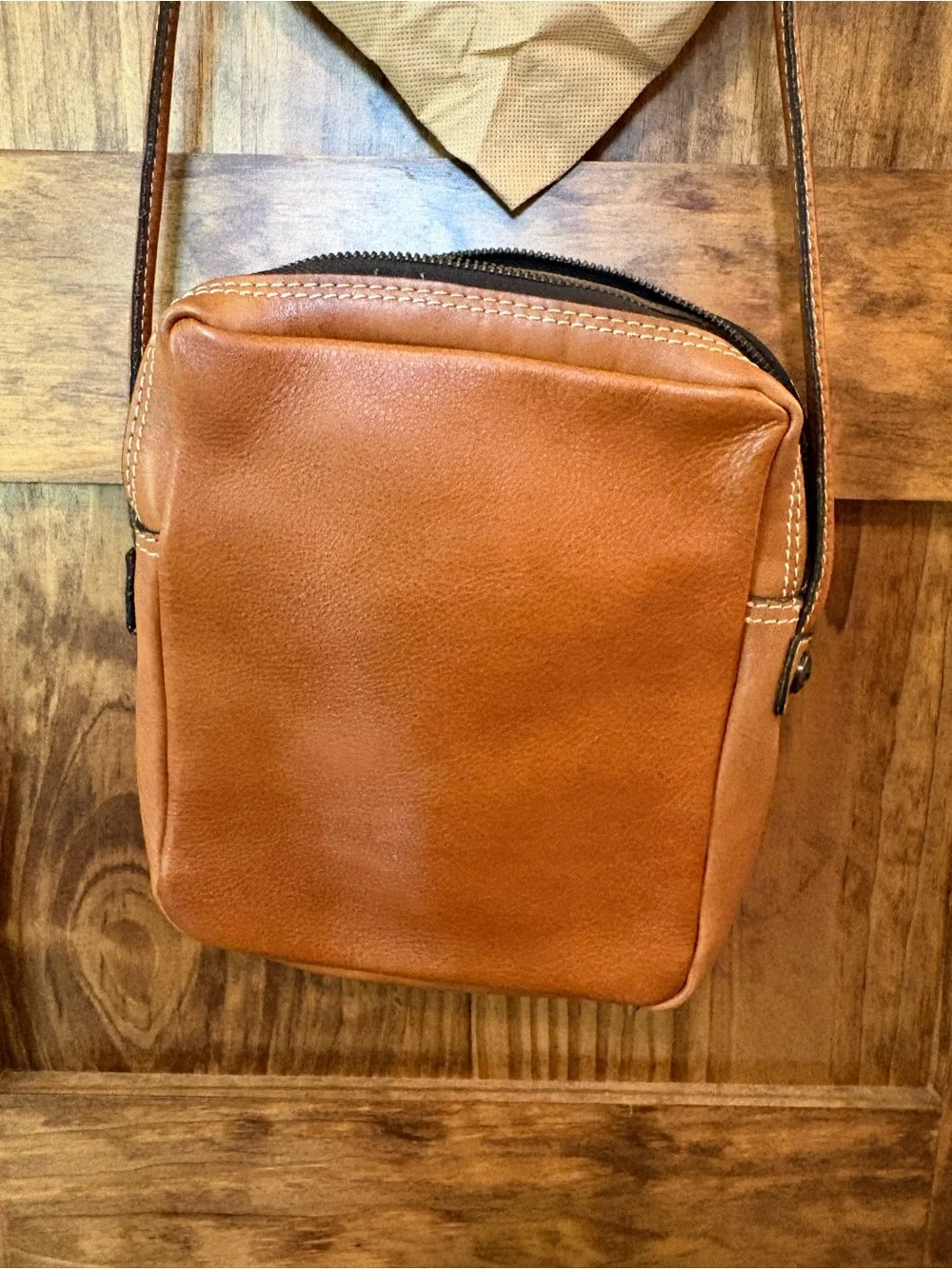 Patricia Nash Tan Leather and Brown/White Haircalf Crossbody